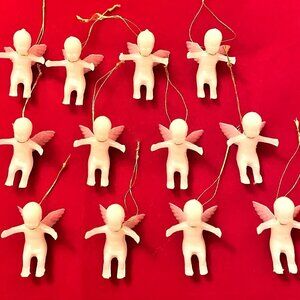 12 Miniature Angel Cherub Christmas Tree Ornament Craft 1 1/2" tall x 1"